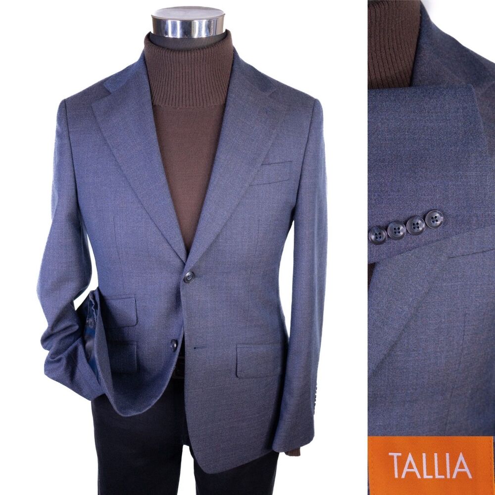 Tallia Men's Sport Coat Blazer Sz 36S Blue Wool Blend 2-Button Casual Jacket